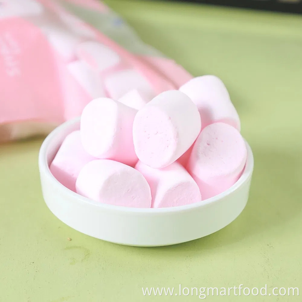 Poly Bag Packaging Soft White Strawberry Flavor Marshmallow Candy
